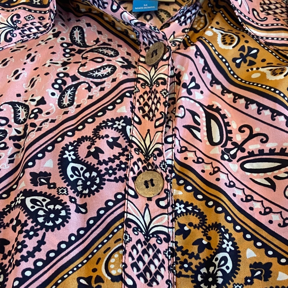 FARM Rio Pink and Mustard Paisley Print Blouse